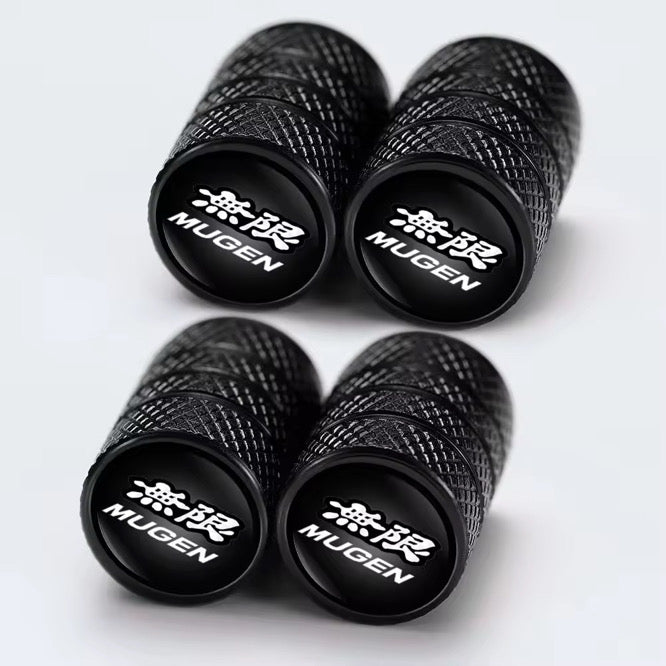 Mugen Style Black Tire Valve Stem Caps (Set of 4)